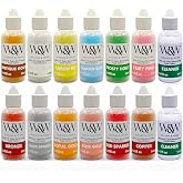 Airbrush Food Coloring Set Gluten Nut &amp; Lactose Free. Vegan - Non-Clogging Edible Paints for Decorating Cupcakes, Sweets, Chocolate, Cakes, Donuts, Cookies &amp; Biscuit Bakes. (14 bottle lustre)