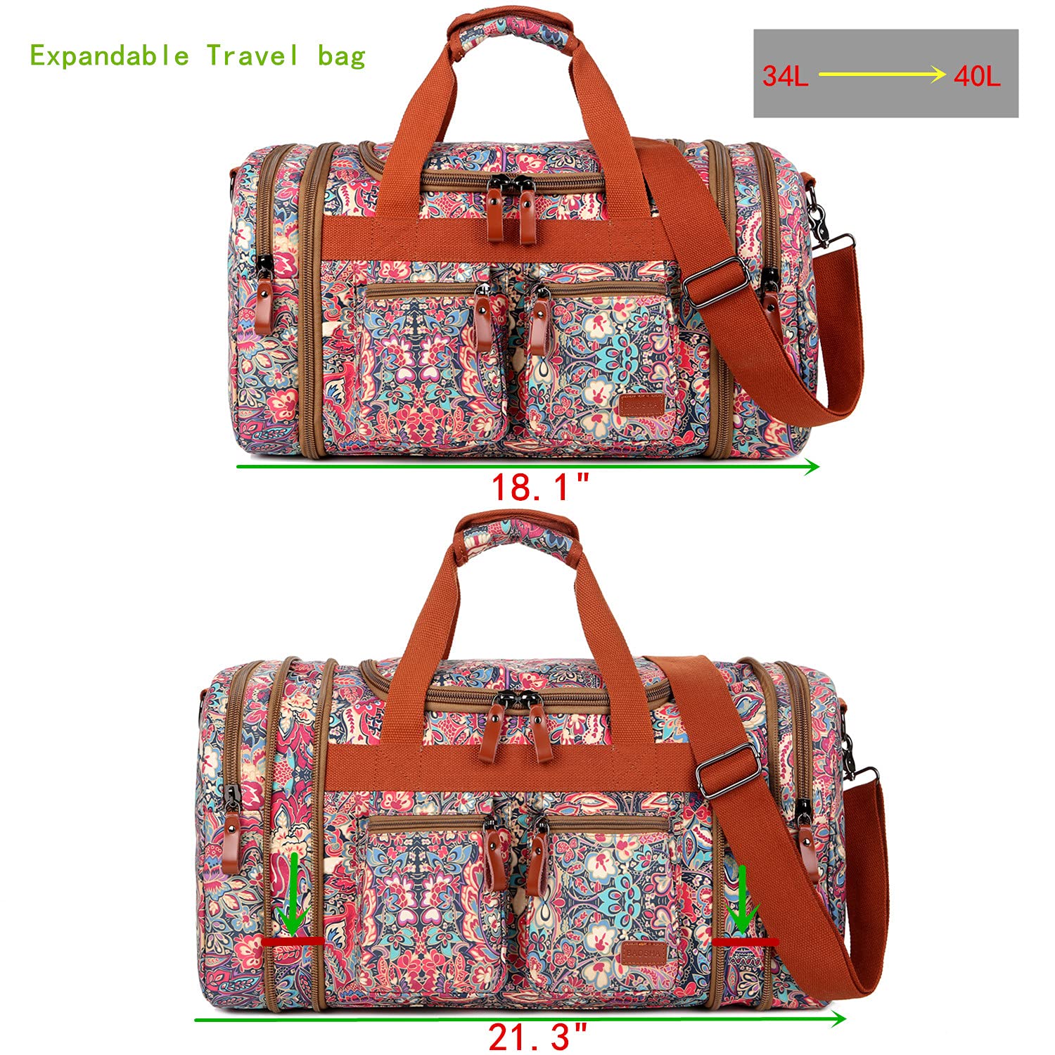 Multicolor Travel Duffel Weekender Bag for Women Carry on Overnight Bag With Toiletry bag HB-21 (HS)