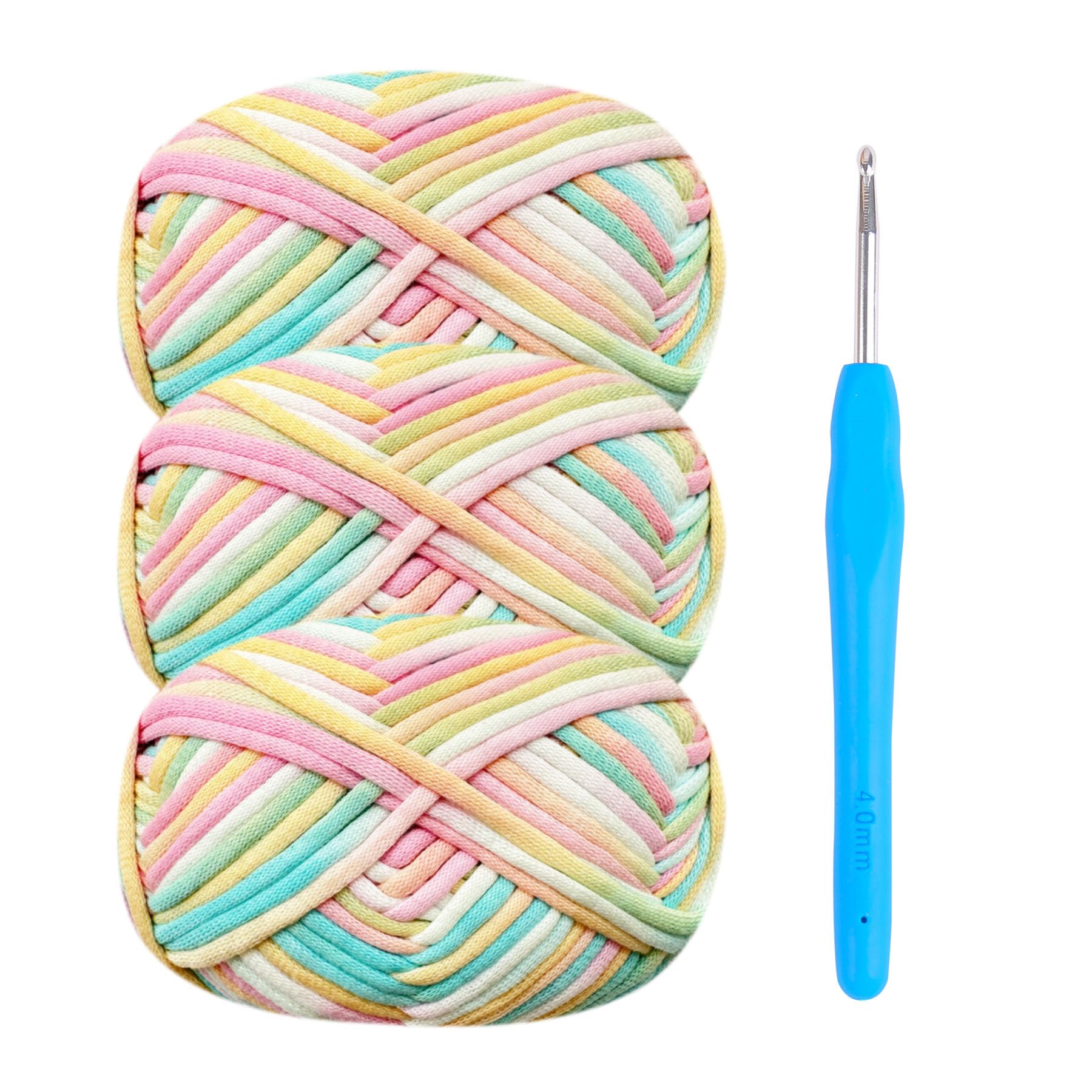 Chunky Yarn for Crochet,Cotton Yarn Thick Wool for Crochet 3x50g Crochet Yarn for Beginners Amigurumi Yarn with 4mm Crochet Hook,Easy Crochet Starter Kit (Mix-Green)