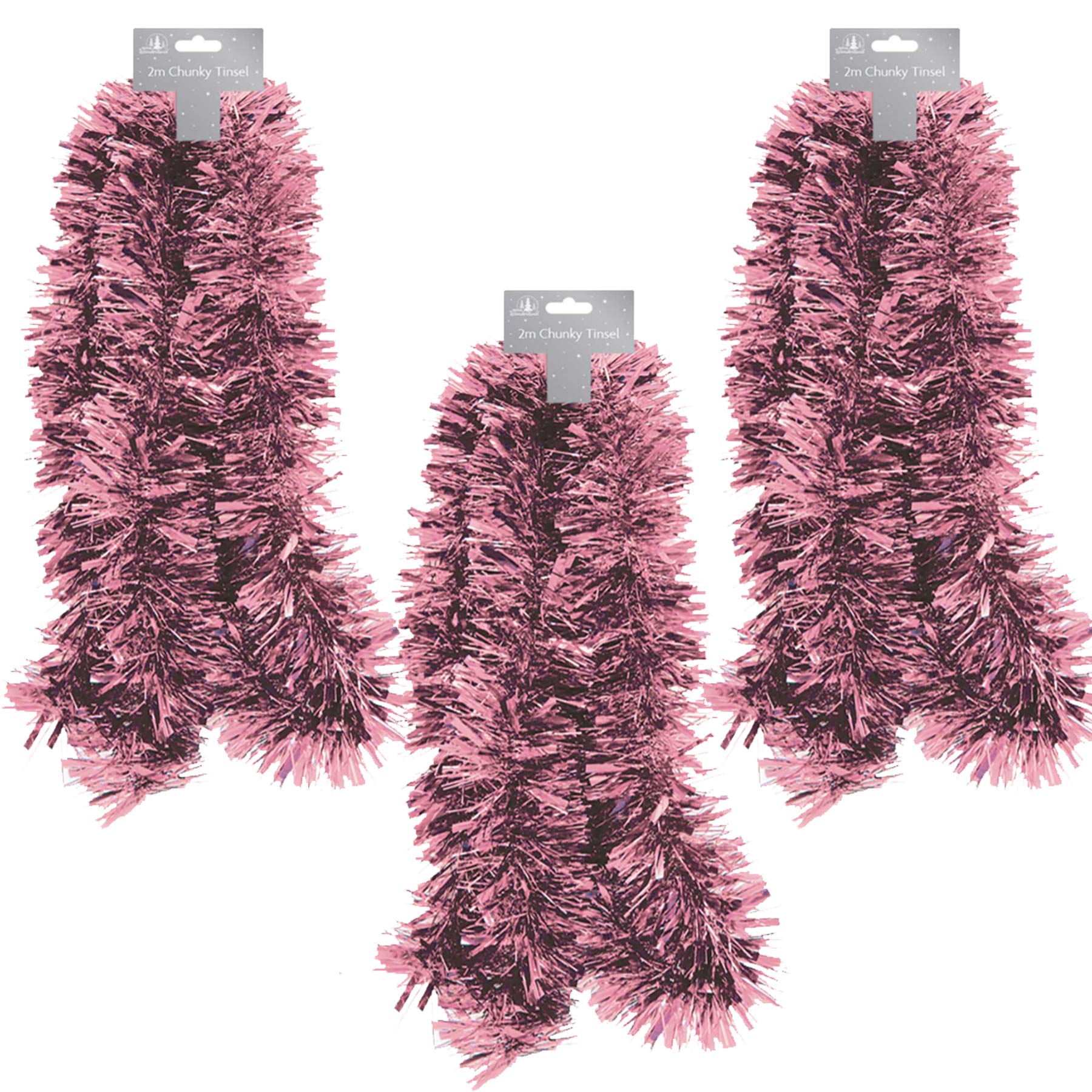 Christmas 6 Metre Pink Tinsel Room Tree Decoration - 3 x 2m lengths 0354
