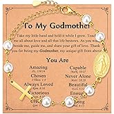 IKIATY Catholic Gifts for Women Girls, Rosary Beads Virgin Mary Cross Bracelet, Religious Baptism First Communion Confirmation Birthday Easter Gifts for Godmother Goddaughter Sister in Christ