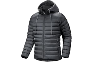 ZITY Men's Puffer Jacket Lightweight Winter Warm Jackets Quilted Hoodie Water Resistant Zip Up Insulated Puffy Coat with Hood
