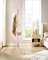 SONGMICS Coat Stand 12 Hooks 4 Legs Metal Rack Hallway Brown RCR031Z01 view 3
