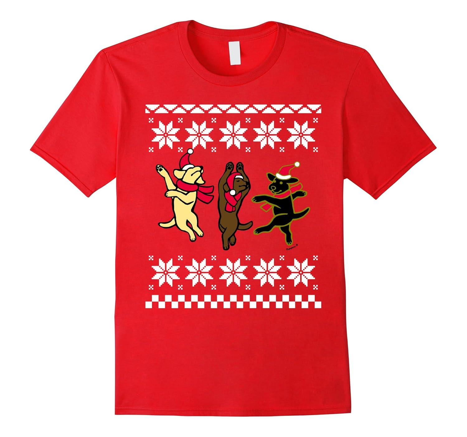 Happy Christmas Dancing Labradors Tshirt-ANZ