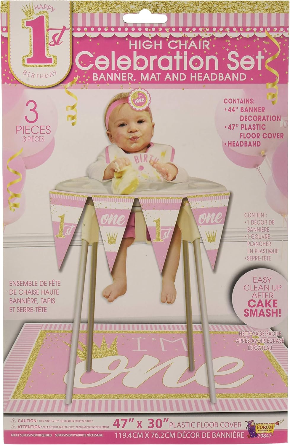 Forum Novelties 1st Birthday Party Celebration Deluxe Decoration Kit for High Chairs
