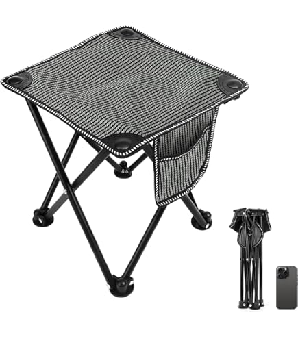 Tabouret De Camping Trépied Pliant - Tissu Oxford 600D Et Acier - Léger Et Portable - Pour Randonnée, Pêche, Jardin