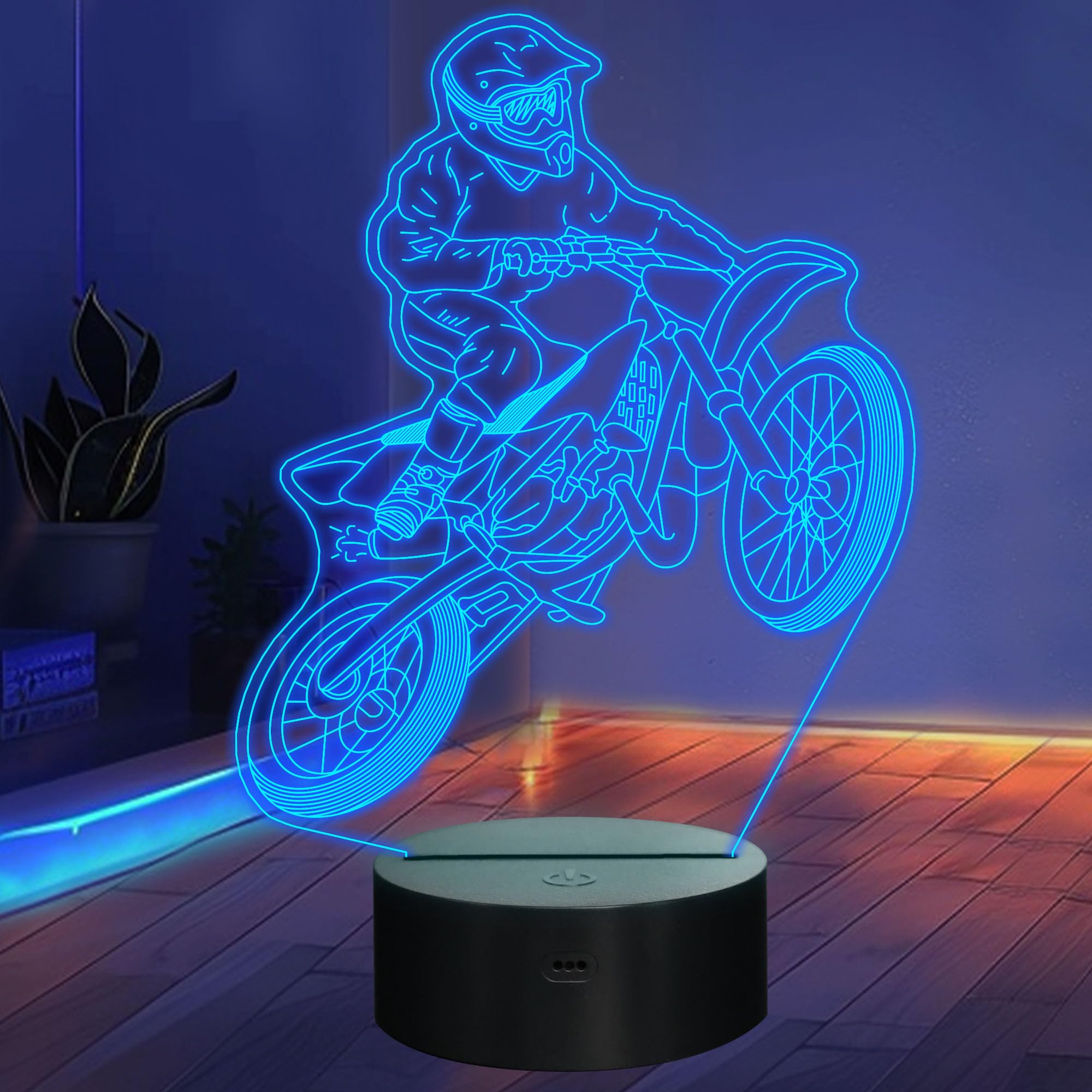 Lightzz Dirt Bike Gifts for Boys, Motocross 3D Night Light Illusion Lamp for Teen Boys Motorcycle Fans Bedroom Decor with Remote Control 16 Colors Flashing Changing