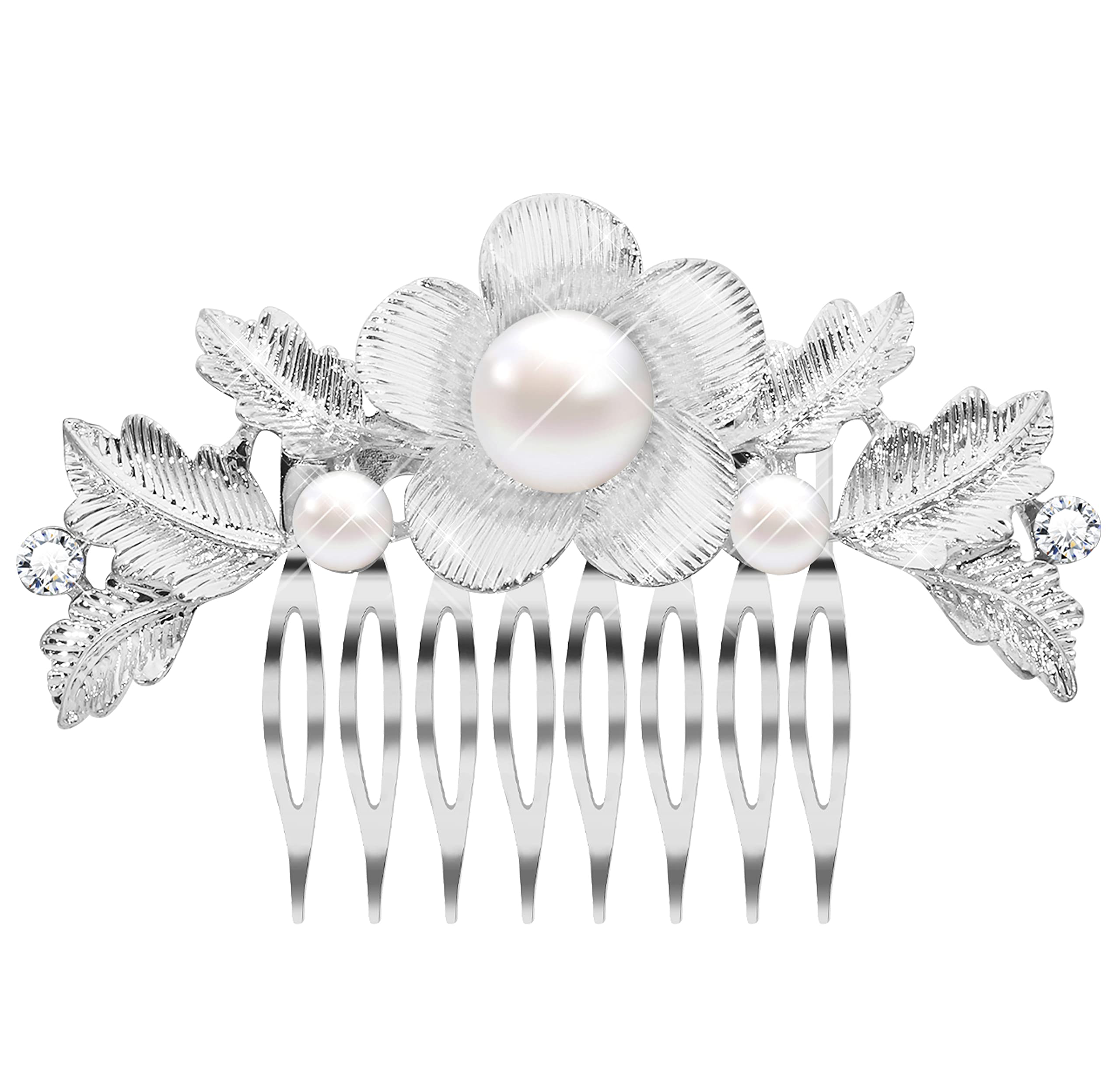 KristLand Bridal Hair Combs Flower Hair Combs for Women Wedding Sparkly Austrian Crystal Silver Color Rhinestone Bridal Party Engagement Gift for Ladies Girls