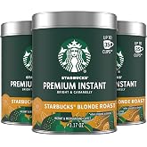Starbucks Premium Instant Coffee Blonde Roast, 3 Tins 3.17 oz | 100% Arabica premium instant and microground coffee; Blonde Roast; 3 tins, 3.17 oz each