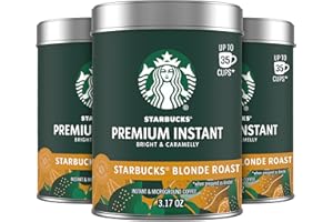 Starbucks Premium Instant Coffee, Starbucks Blonde Roast Coffee, Arabica Beans, Three 3.17 oz Tins