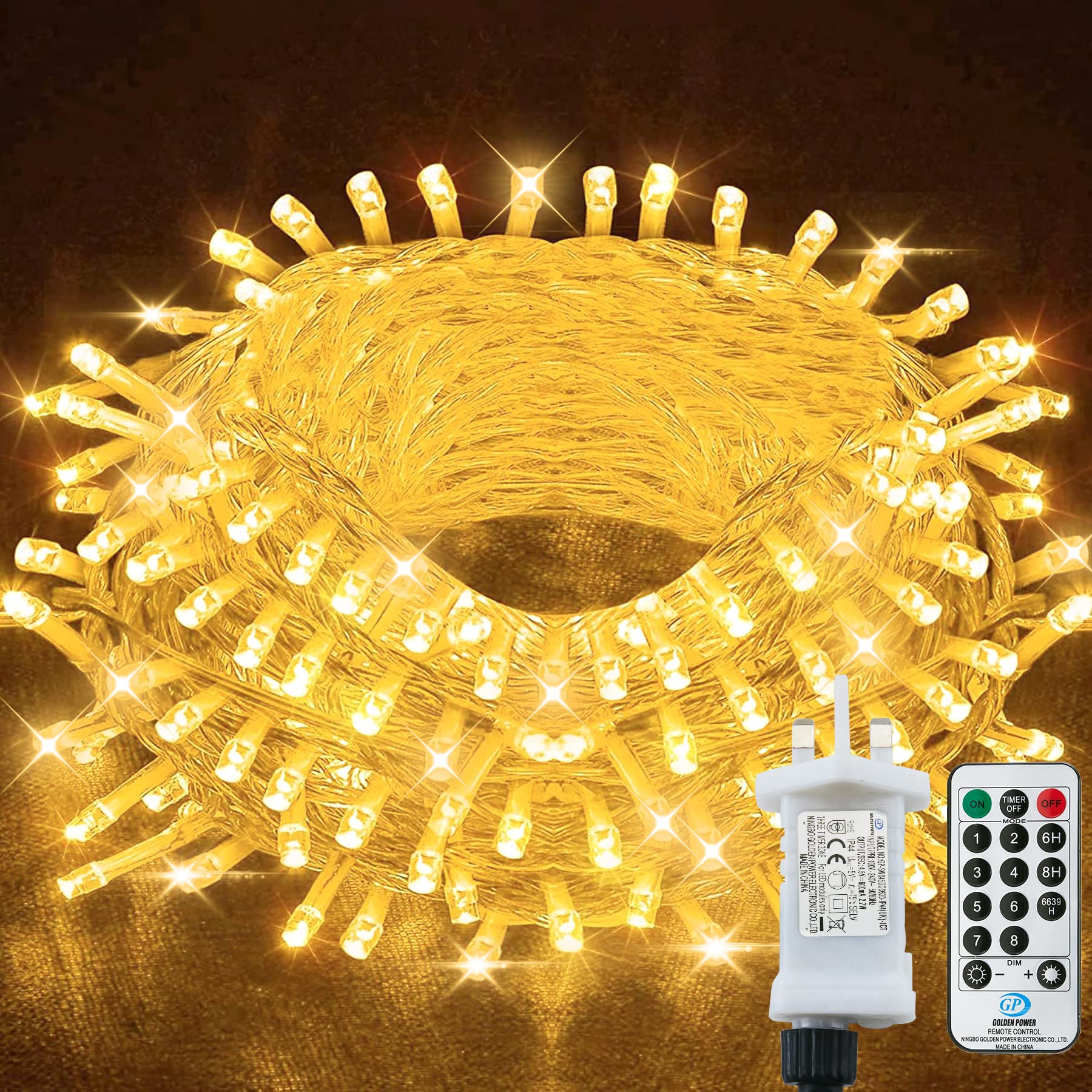 Lezonic 500LED Fairy Lights Plug in, 53M/174ft String Lights Mains Powered, 8 Modes Remote Control Fairy Lights Indoor/Outdoor for Bedroom,Garden,Wedding,Party,Christmas Decorations(Warm White)