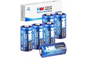 HW CR123A Lithium Batteries, [6-Pack, 1700mAh] Long Lasting 123a Battery 3V High Power for Cameras, Smoke Alarms, Detectors, 