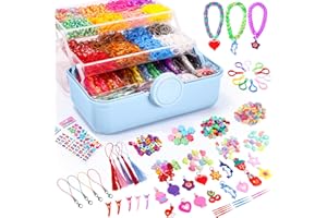 SUMAJU 18500+ Bracelet Making Kit Rubber Band, 26 Colors Rubberband Bracelet Kit with 3 Layer Container Includes Glow-in-The-Dark Rubber Bands, Bracelet Making Refill Kit Stocking Stuffers for Kids(Blue)