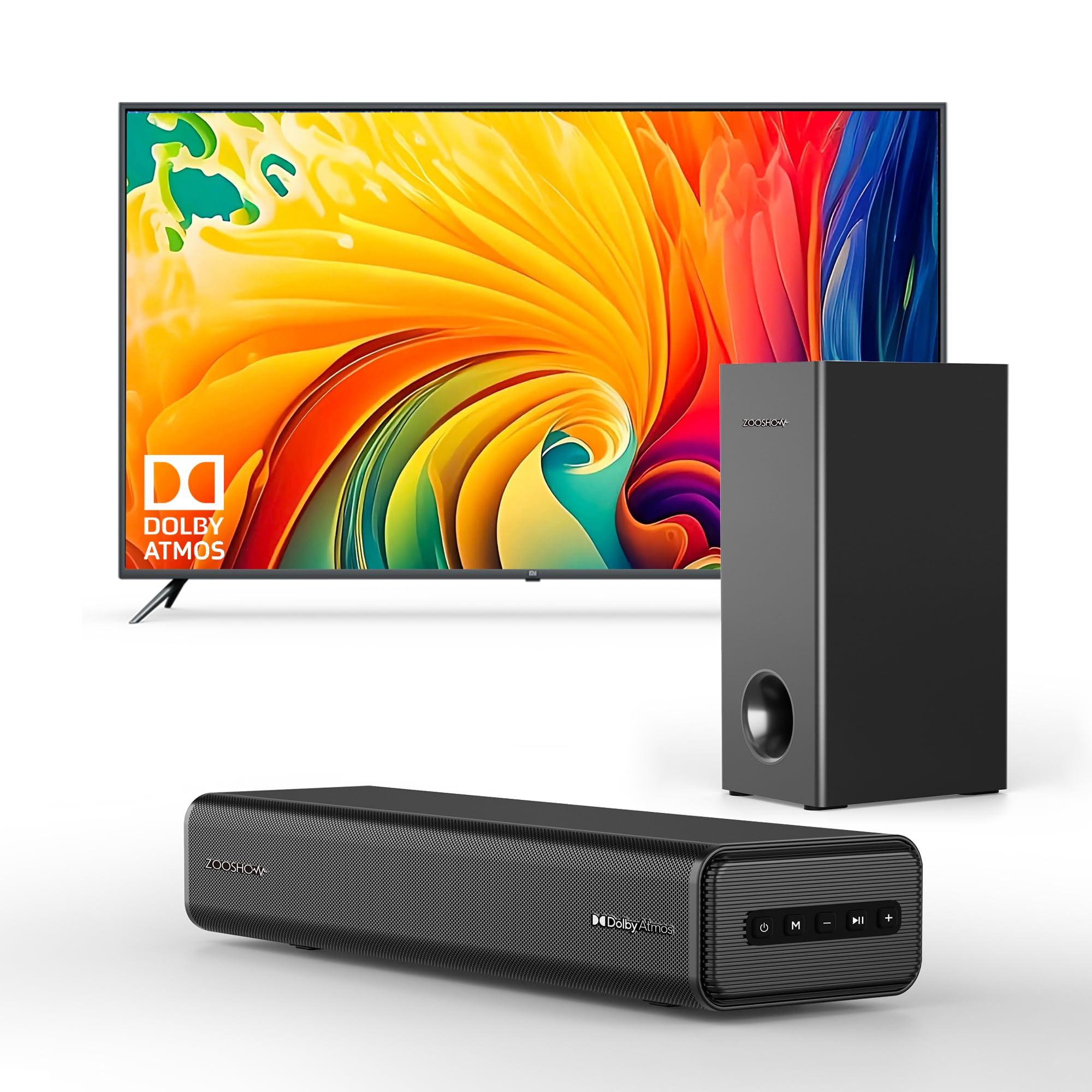 Photo 1 of Zooshow 2.1CH Dolby Atmos Soundbar 100W Sound Bars for Smart TV Subwoofer Included Bluetooth 5.3 with HDMI-EARC/Optical/AUX Connection Game Mode Surround Home Theater Audio for TV