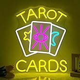 Tarot Cards Neon Sign Psychic Neon Sign for Wall Decor Tarot Cards Led Sign Tarot Neon Signs Psychic Reader Shop Sign Dimmable Neon Light Up Signs for Psychic Tarot Room Wall Decor Gifts