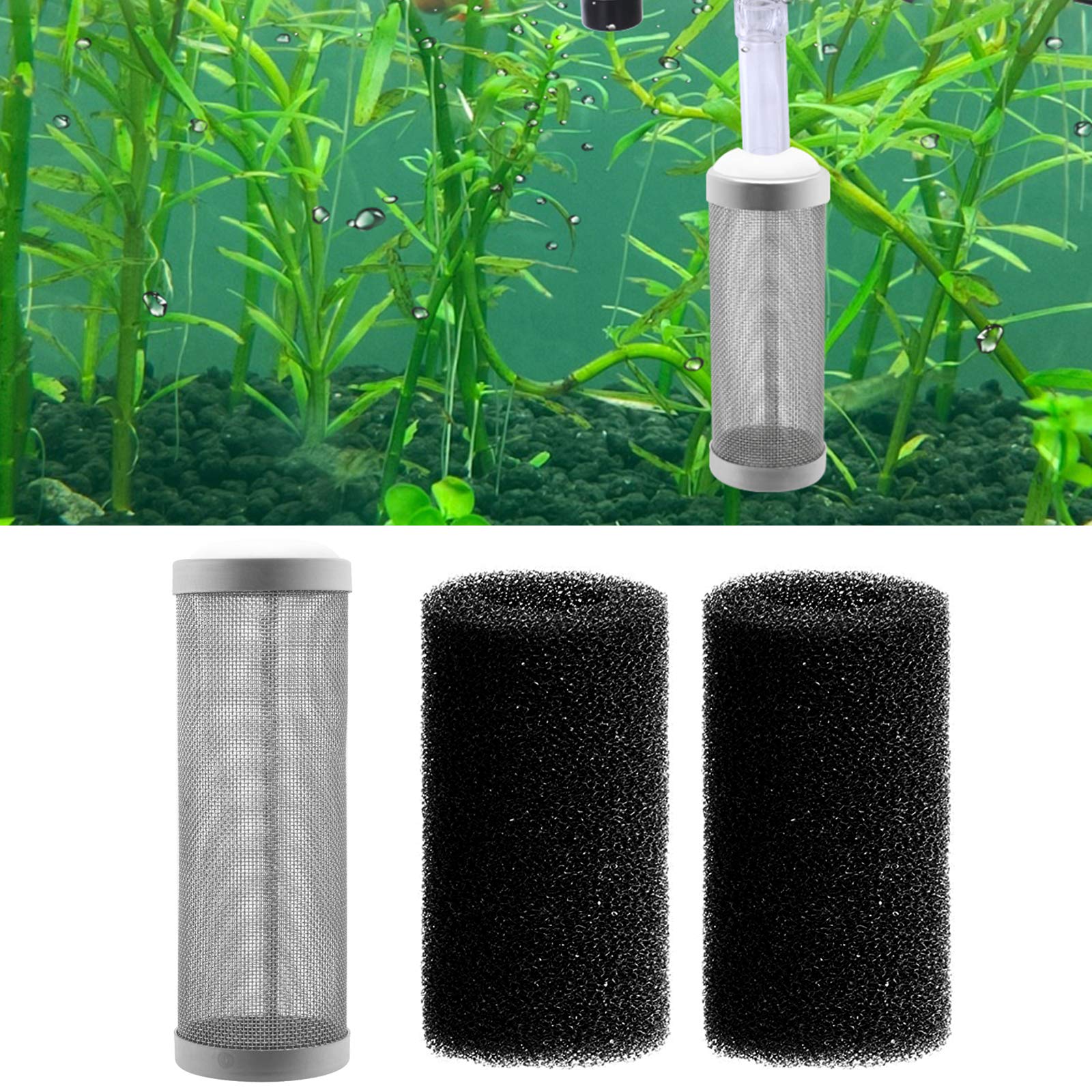 IAFVKAI 16mm Stainless Steel Aquarium Mesh Net Filter Guard Fish Shrimp Inflow Inlet Basket for Aquarium Percolator with Fish Prefilter Intake Sponge Cover