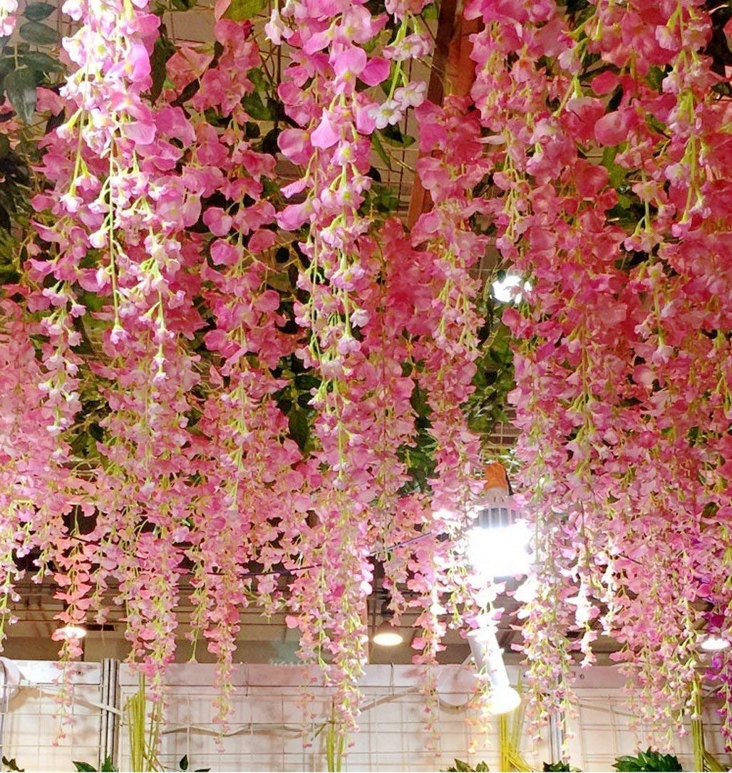 12pcs Wisteria Vine Artificial Silk Wisteria Lane Rattan Fake Flowers