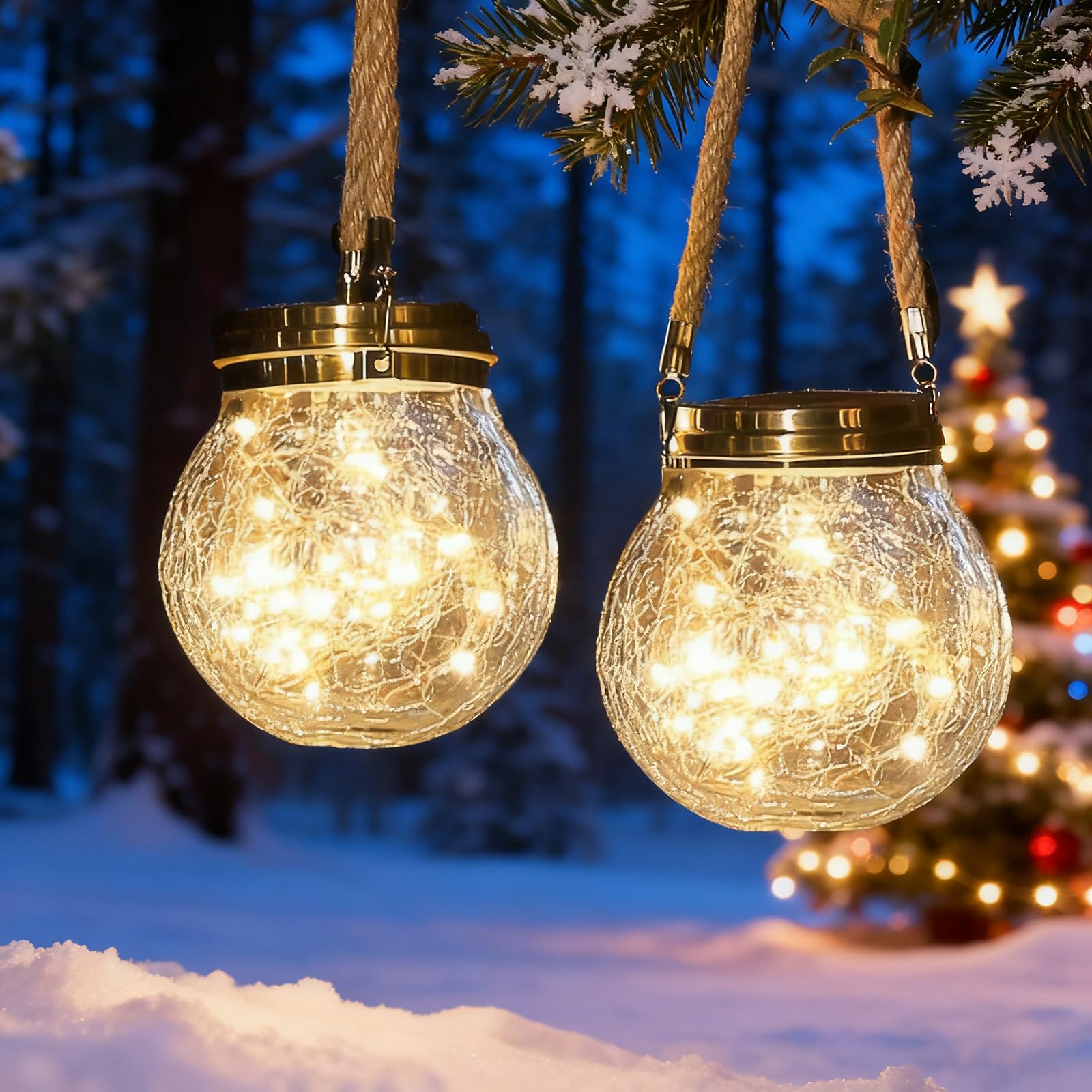 Solar Lanterns Outdoor - XRR 2 Pack 30 LED Garden Lights Hanging Lantern, Waterproof Solar Lights for Path, Patio, Lawn, Yard, Garden Decor (Warm White)