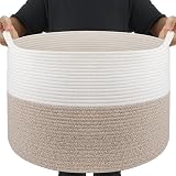 Maliton Large Cotton Rope Storage Basket 55x35cm 68L White Brown