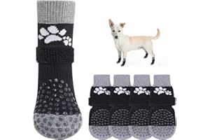 SCENEREAL Anti Slip Dog Sock to Prevent Licking Paws for Hardwood Floors, Boots & Paw Protector Shoes for Hot/Cold Pavement with Grippers, Double Sides Grips for Small Medium Large Senior Dogs, XS