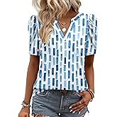 Zeagoo Women Blouses Puff Short Sleeve Tops V Neck Dressy Casual Spring Shirts Boho Floral Cute Clothes 2026