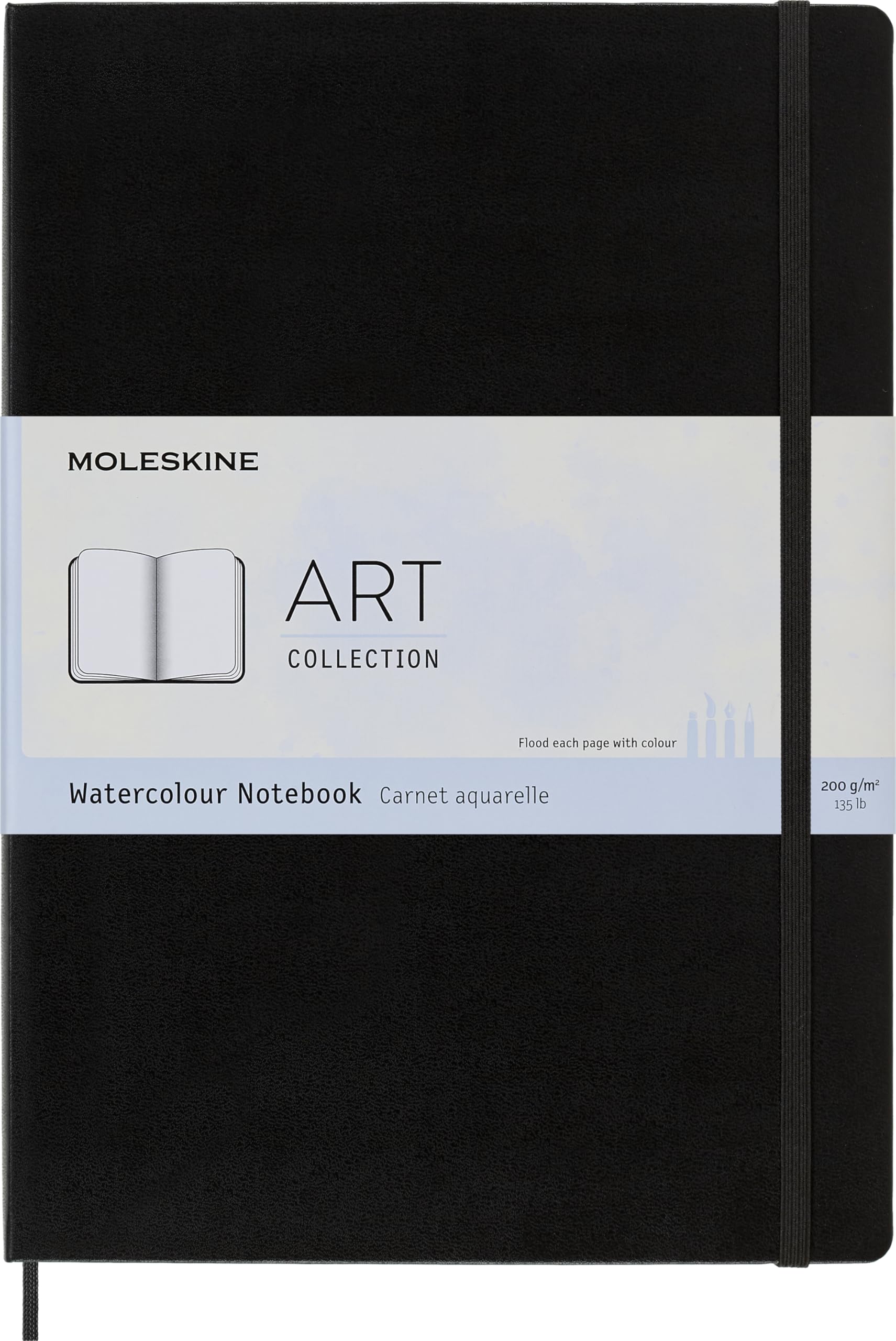 Moleskine 21 x 29.7 cm A4 Size Watercolour Notebook Classic Watercolour Notebook, Paper Suitable for Watercolour Pencils and Paints Hard Cover and Elastic Closure, Colour Black, 60 Pages