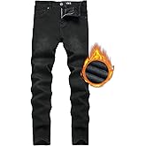 ABSECAI Mens Fleece Lined Pant Winter Warm Skinny Slim Fit Stretch Jeans