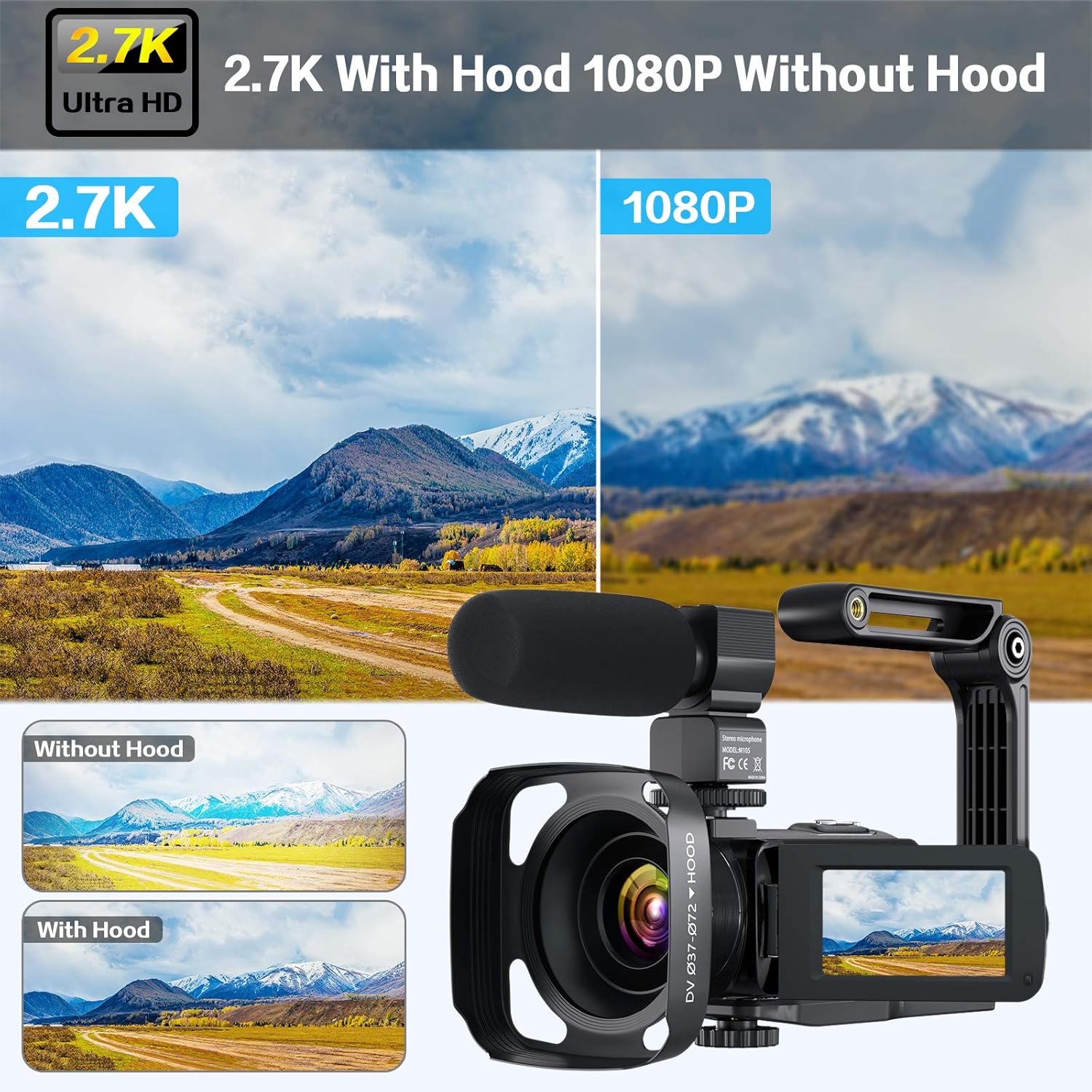 Video Camera Camcorder, 2.7K Ultra HD YouTube Vlogging Camera, 36MP IR Night Vision Digital, 3.0" IPS Touch Screen, 16X Digital Zoom Video Camcorder with Microphone Handheld Stabilizer Remote Control : Electronics