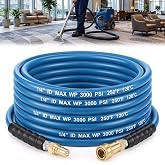 Innconee 1/4"x50' Blue Carpet Cleaning Solution Hose with Quick Connector | 3000 PSI High Pressure Solution Line for Carpet Extractor, 250 Degree Heated Water Hose for Commercial Cleaner