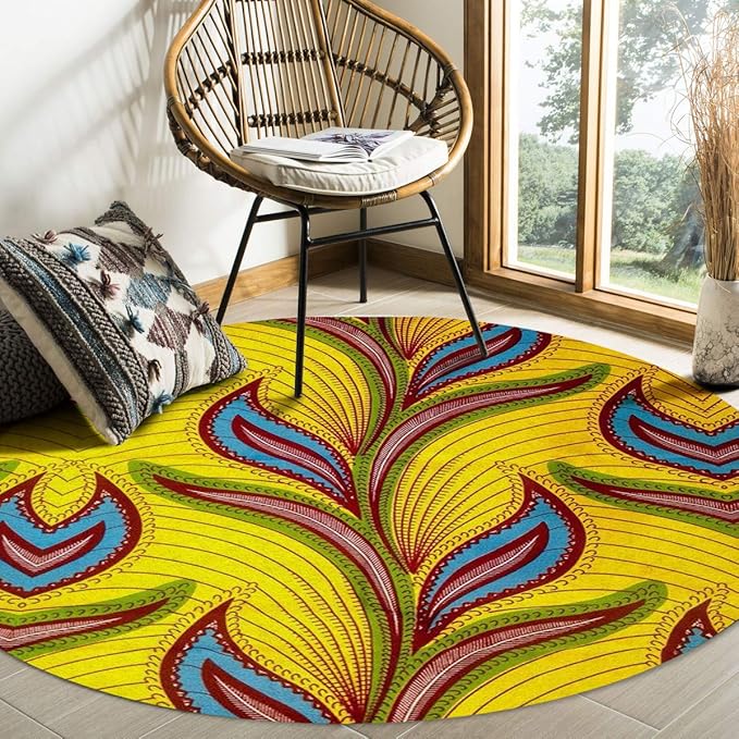 Amazon.com: Olivefox Round Area Rugs Colorful Leaves Non-Slip Large