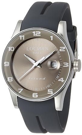 Locman Herren Island/Uhr/Zifferblatt Grau/Gehäuse Stahl und Titan/Armband Silikon Grau