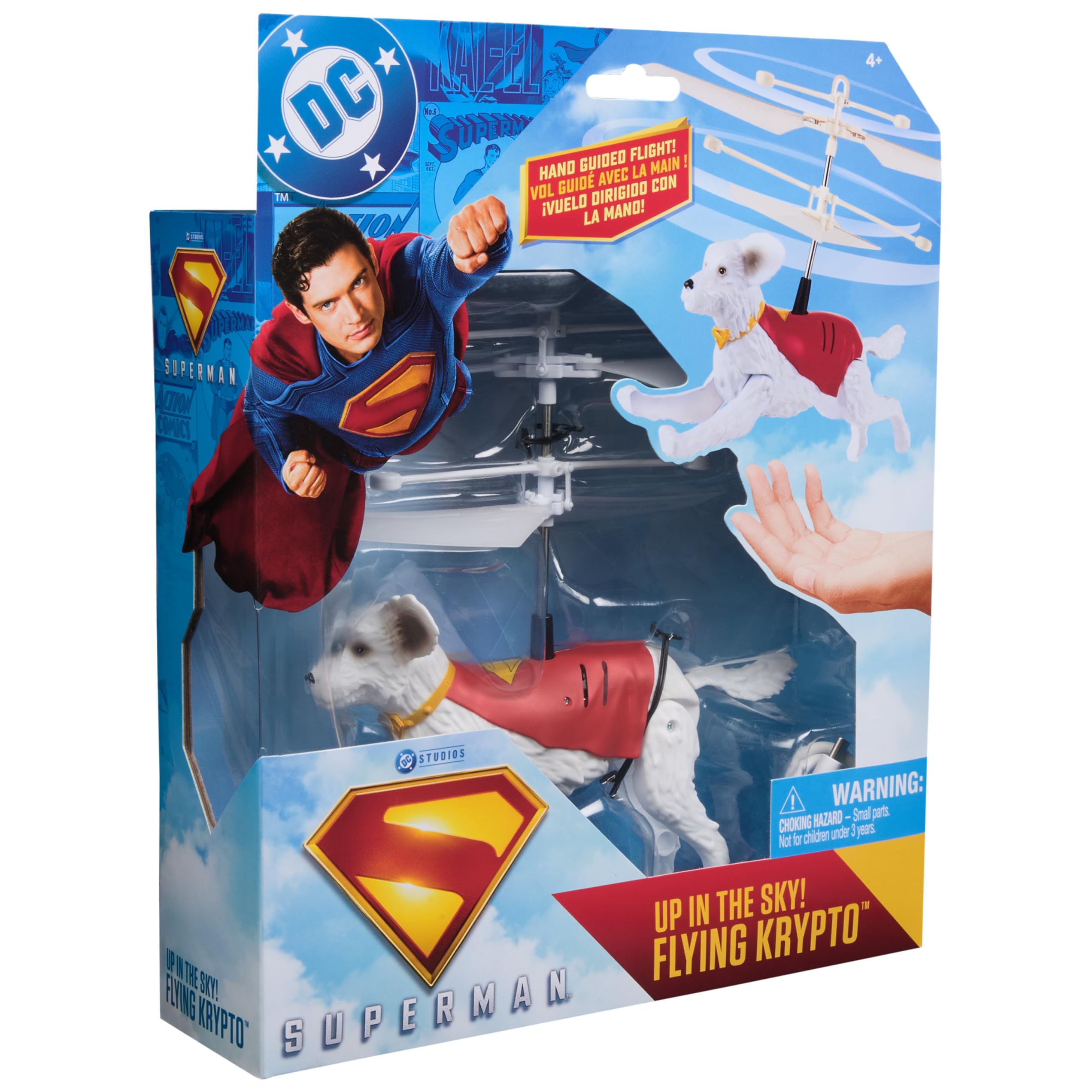 DC Comics, Superman Up in The Sky! Flying Krypto, RC Toys and Remote Control Toys for Kids, 7.5-Inch Hovering Superdog, for Ages 4 and Up