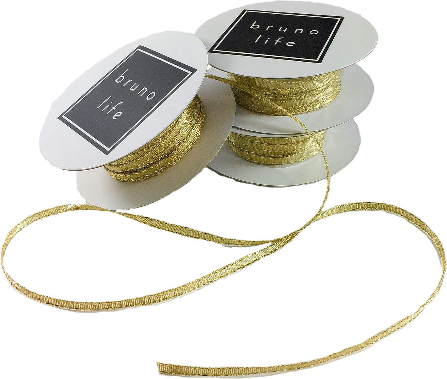 Amazon.com: Luxurious Thin Metallic Gold Ribbon by Bruno Life 3 Count