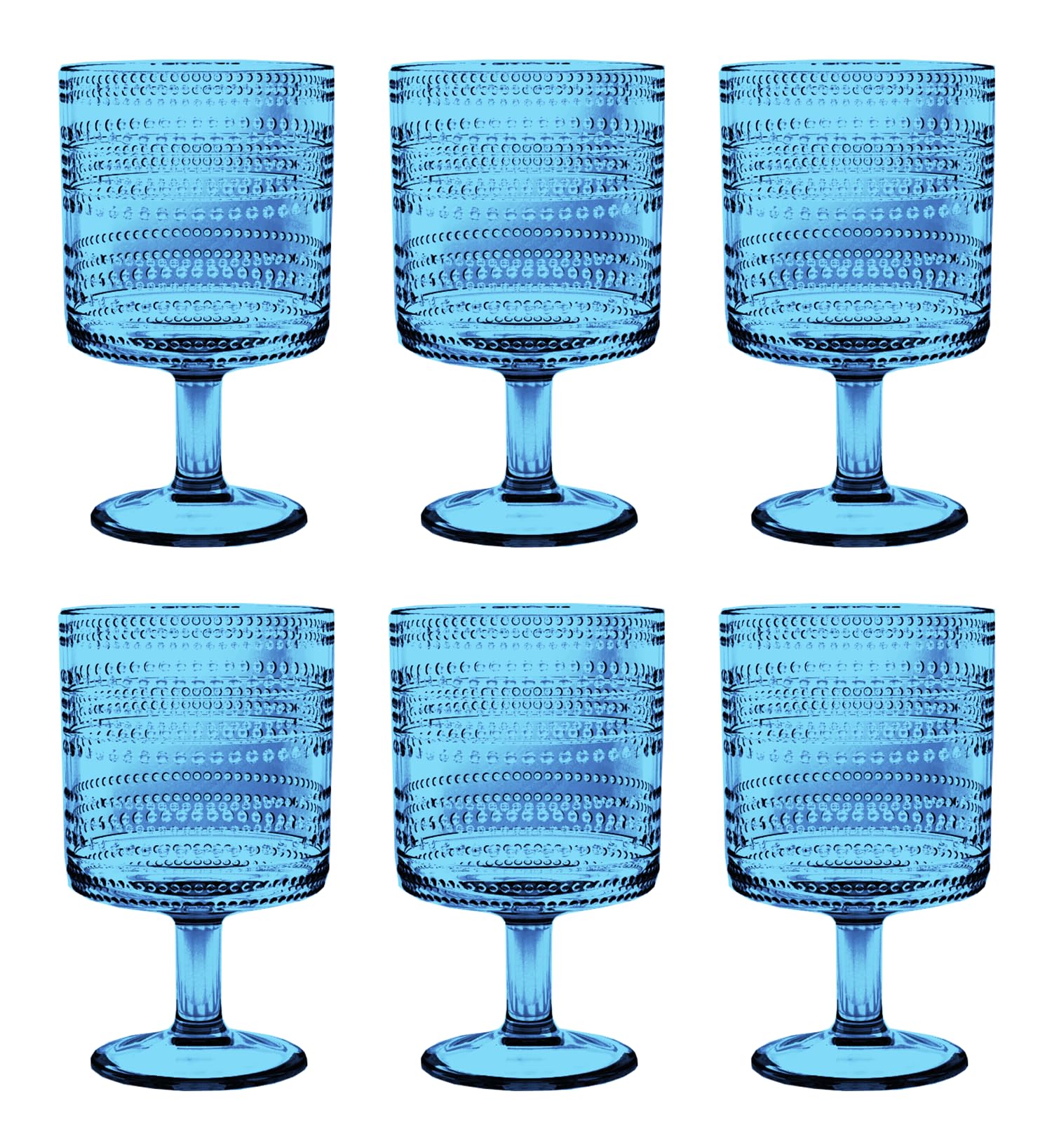 Photo 1 of (MISSING 2) PLASTIC Abode Homewares Beaded Stacking Goblet, Indoor/Outdoor, Cobalt Blue, 14.8 oz., Set of 6