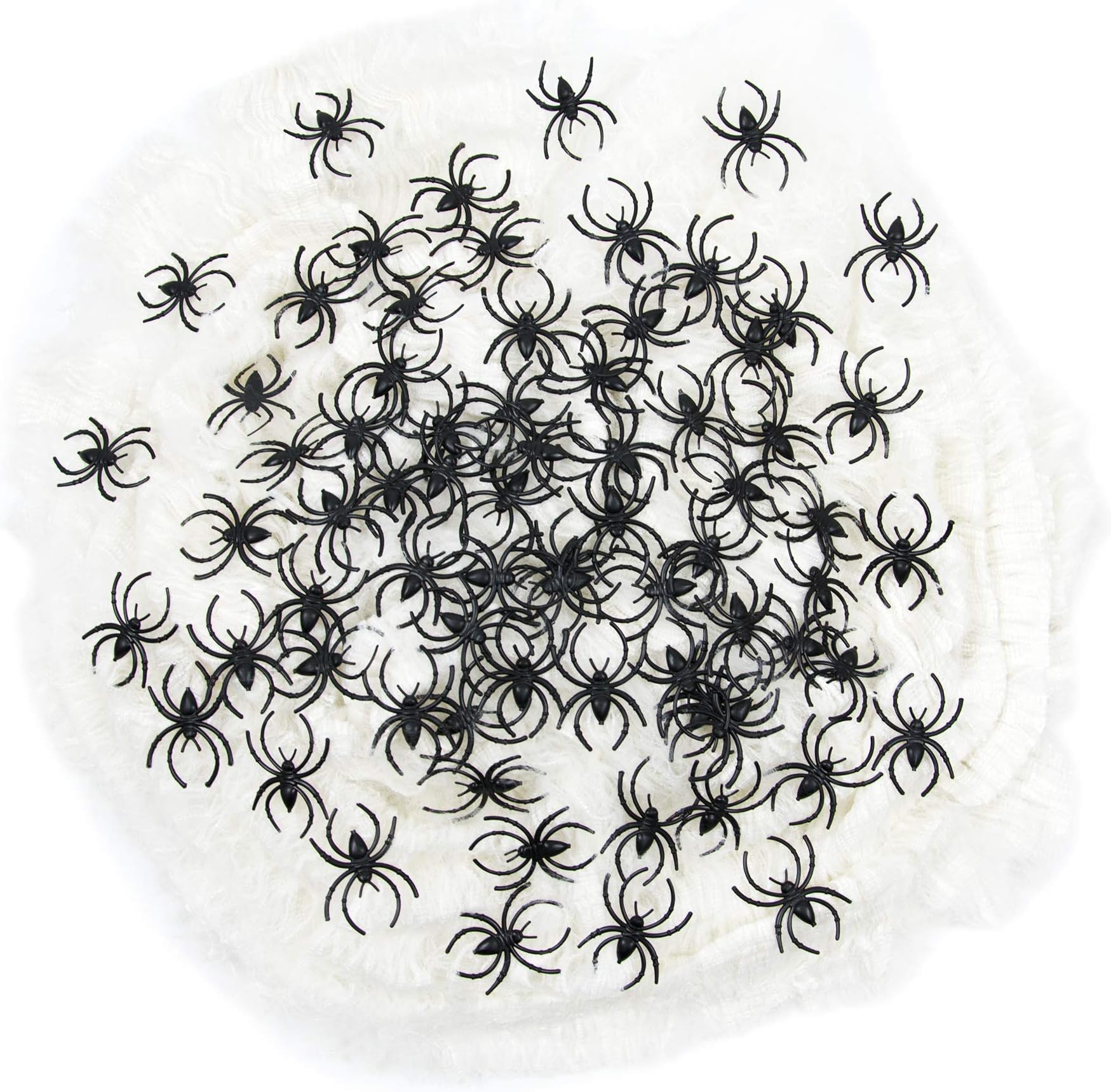 iFUNow Stretch Spider Webs, 4.23 Ounce (Covers 400 SqFt) with 72 Fake Spiders for Halloween Decorations, Outdoor and Indoor Halloween Decor, Spiderwebs, Spider Webbs, Cobb Webs, Cobwebs