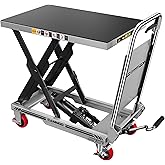 CAMMOO Hydraulic Lift Table Cart, 500lbs Capacity, 28.5" Lifting Height, Single Scissor Lift with Non-Slip Pad & Safety Guard