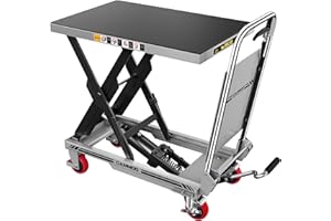 CAMMOO Hydraulic Lift Table Cart, 500lbs Capacity, 28.5" Lifting Height, Single Scissor Lift with Non-Slip Pad & Safety Guard Foldable Handle for Material Handling and Transportation, Gray