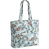 Vera Bradley Premium Cotton Disney Original Zip Tote Bag, Ski Weekend Mickey and Friends