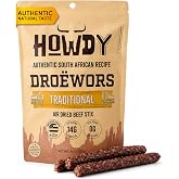 Howdysnax Traditional Dro&euml;wors Beef Sticks, Sugar Free, Soy Free 8oz | Air Dried Beef Sticks with Zero Sugar, Keto &amp; Paleo Friendly, Low carb Snack. 14G Protein