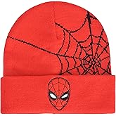 Marvel Spider-Man Beanie Hat, Web Design Winter Knit Cap with Cuff, Red, One Size, Red, One Size