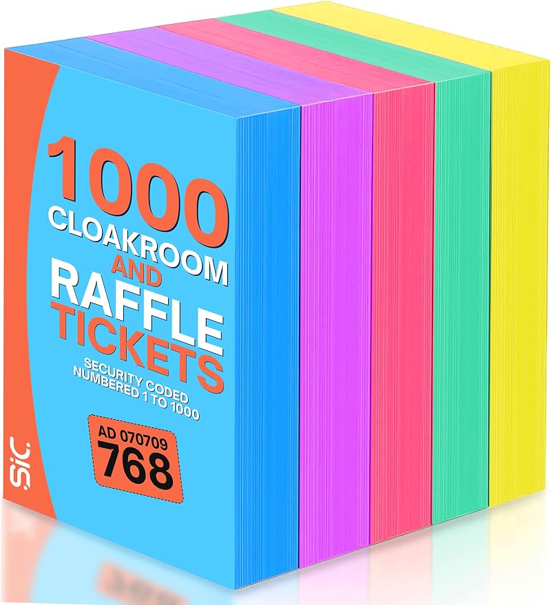 SIC 5-Pack Raffle Tickets Books 1-1000 – Security Numbered Raffle Books