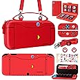 Gurgitat 9in1 Anime Switch Oled Case for Nintendo Switch Oled Carrying Cases Boy Teens Hard Protective Cover Dockable Skin+Thumb Grips+Game Holder+Shoulder Strap+Sticker for Switch Oled Travel Case