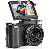Digital Camera 5K, 64MP Cameras for Photography, YouTube Vlogging, 18X Zoom UHD Autofocus Compact Point and Shoot Flip Screen Camera with 64GB SD Card, 2 Batteries, Small Photo Camera for Kids, Teen