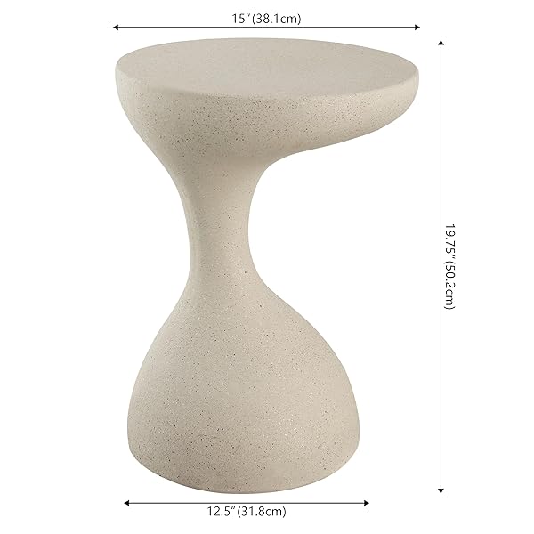 JONATHAN Y TBL1110B BORACAY 19.75″ MODERN MINIMALIST INDOOR/OUTDOOR RESIN DRINK TABLE, PEDESTAL, CONTEMPORARY, MID-CENTURY, ART DECO, BOHEMIAN, PATIO, GARDEN, BATHROOM, LIVING ROOM, CREAM TERRAZZO