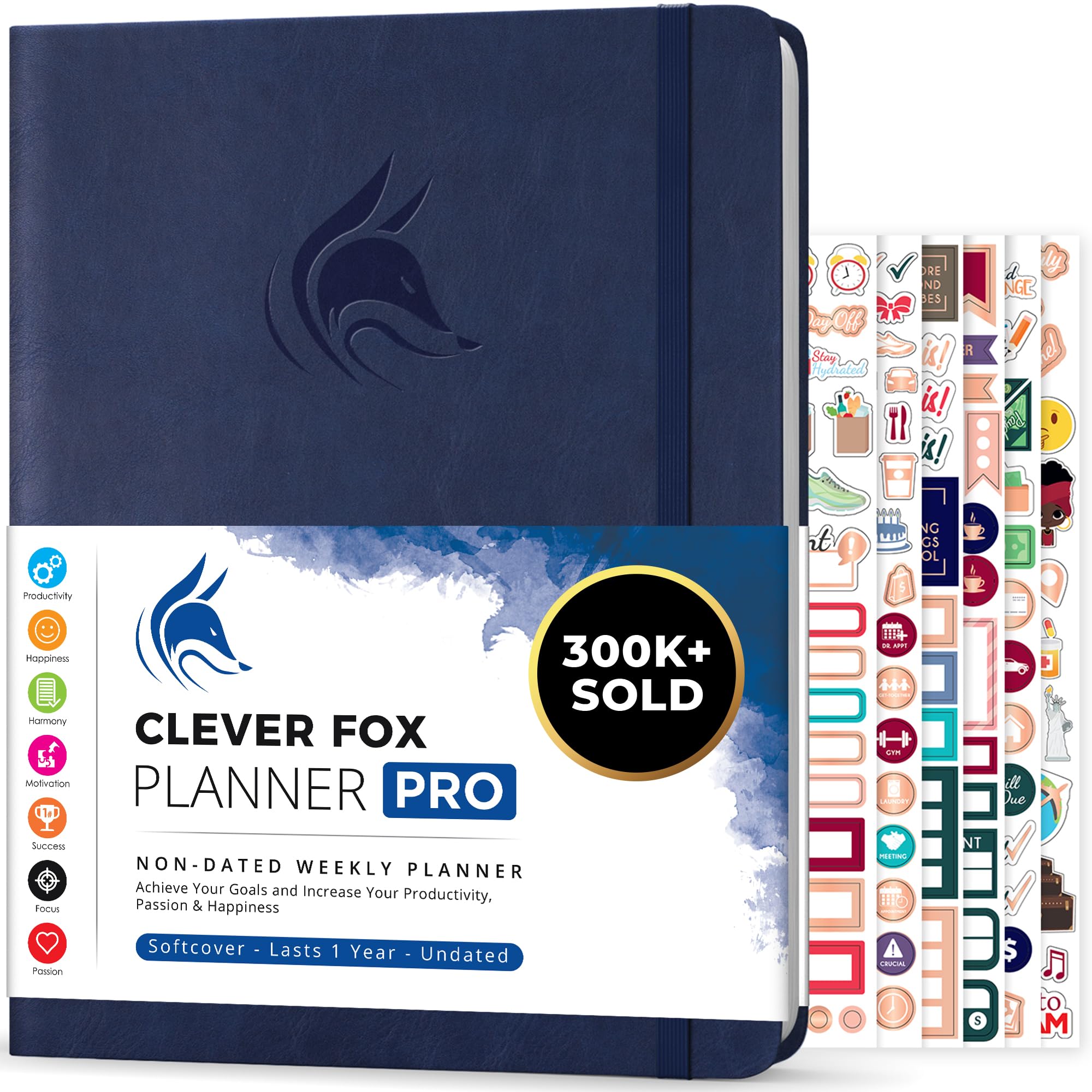 Clever Fox Planner PRO – Weekly & Monthly Life Planner to Increase Productivity, Time Management and Hit Your Goals, 21.5x28cm (Dark Blue)