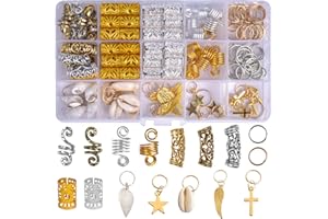 159 Pcs Hair Jewelry for Braids, Aluminum Dreadlocks Braid Rings, Adjustable Hair Cuffs Beads Pendants Hair Clips for Braids 
