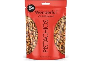 Wonderful Pistachios No Shells, Chili Roasted Nuts, 11 Ounce Resealable Bag, Protein Snacks, Gluten Free College Snacks, Healthy Snacks for Adults