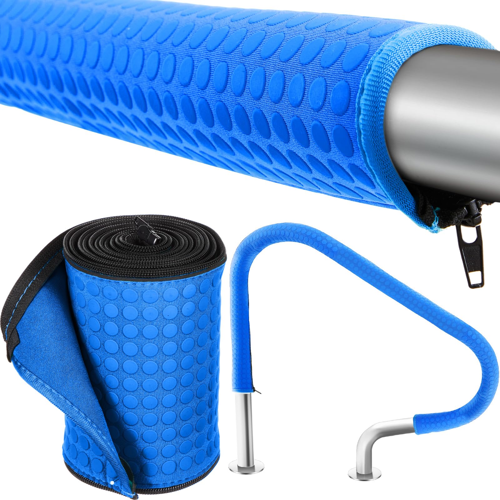 Photo 1 of Vincreem 4 ft Pool Handrail Cover with Zippers Anti-Slip for Pool Patio Railing Covers, Made with Royal Blue Neoprene, Swimming Accessories Slip Resistant Hand Grips Rail Covers