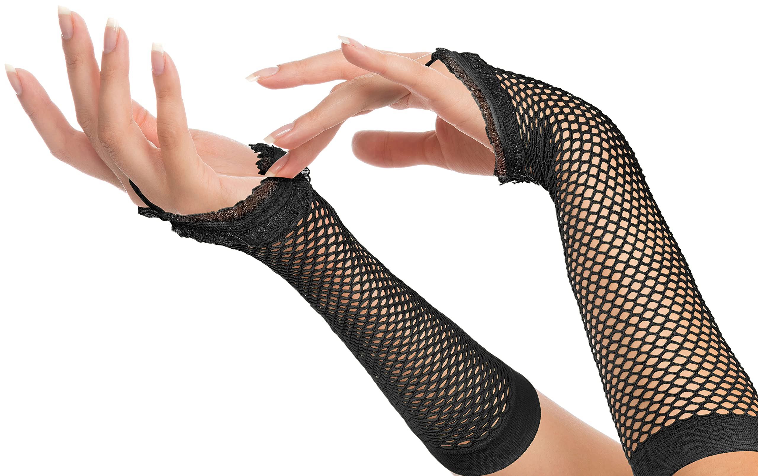 Balinco Rocking Fishnet Gloves 80s / 90s for Ladies & Girls (Long - Black)