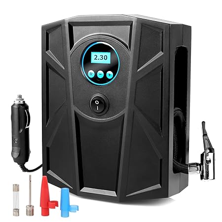 MVPOWER 12V Luftkompressor, Auto Kompressor 150Psi/10bar, Reifen Aufblasgerät mit digitaler Anzeige, Tragbar Reifenpumpe Luft